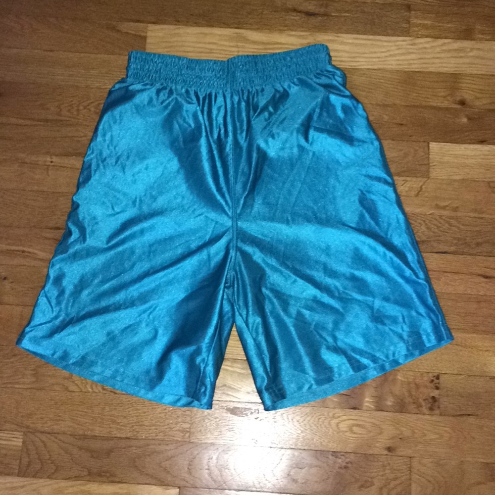 Shiny, Teal Basketball Shorts EUC